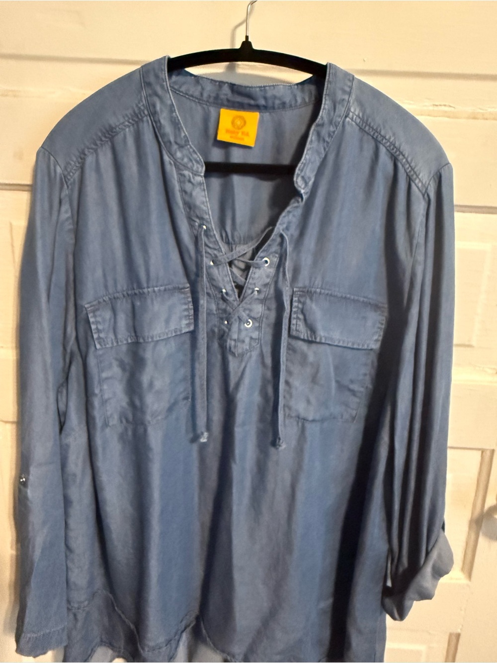 Light Blue Lace-Up Denim Tunic by Ruby Rd